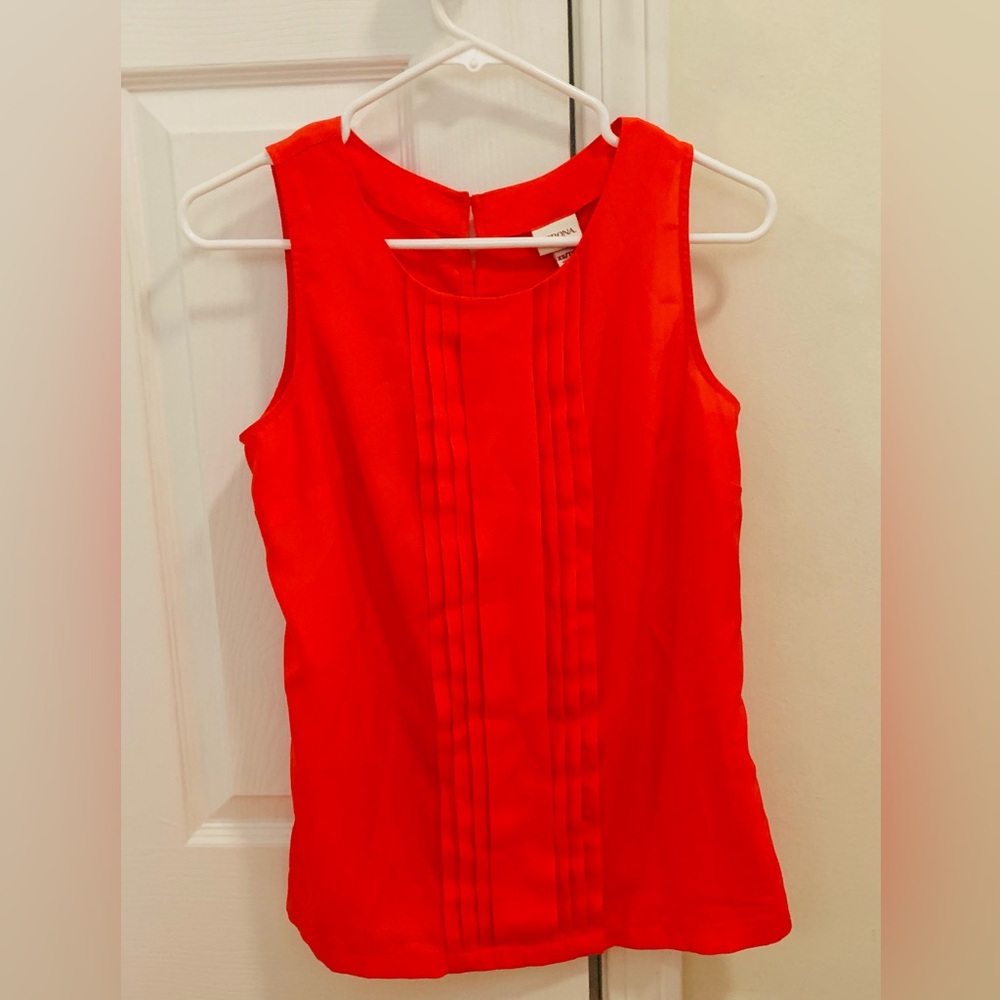 Merona Sleeveless Pleated Orange Blouse XS